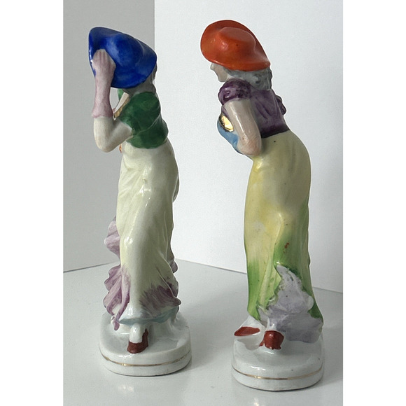 2 Vintage Dancing Lady Occupied Japan Figurine 6" Ceramic Statue 1940s Rare - Picture 2 of 13